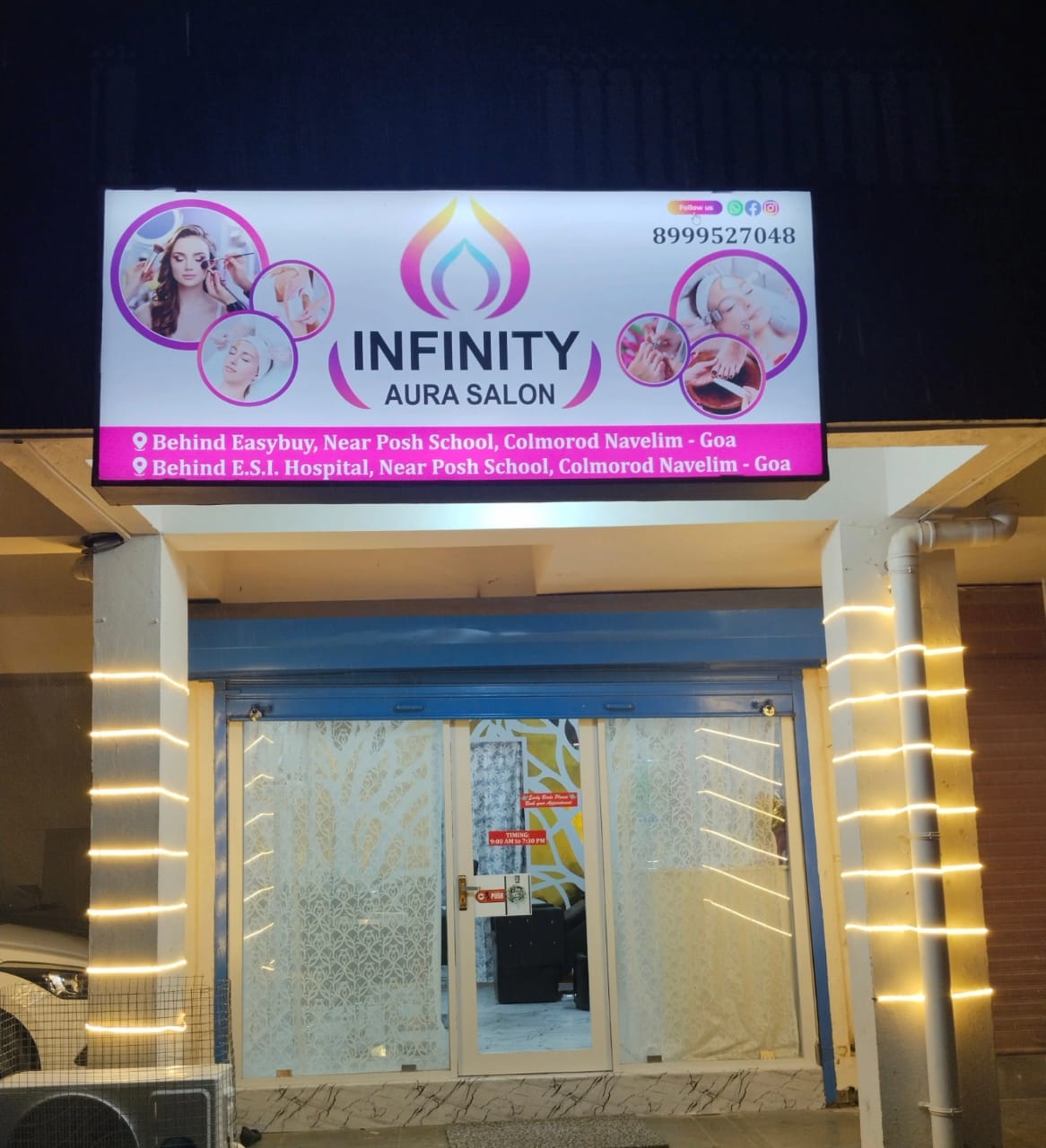 Infinity Aura Beauty parlour Interior in Navelim Goa